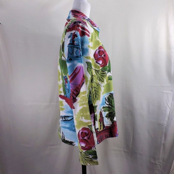 NEW * St John Sport By Marie Gray Colorful Zip Up w Pockets Jacket Windbreaker M - Picture 9 of 16